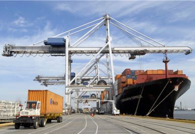 Fartyg till kustbehållarkran